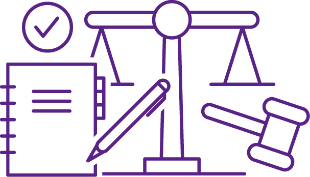 Image showing a set of scales to show fairness and balance and workbooks to represent our ongoing work to improve service delivery by policing bodies in Scotland